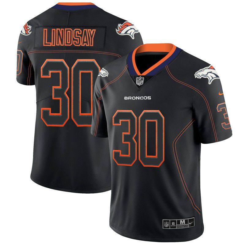 Men Denver Broncos #30 Lindsay Nike Lights Out Black Color Rush Limited NFL Jerseys->detroit lions->NFL Jersey